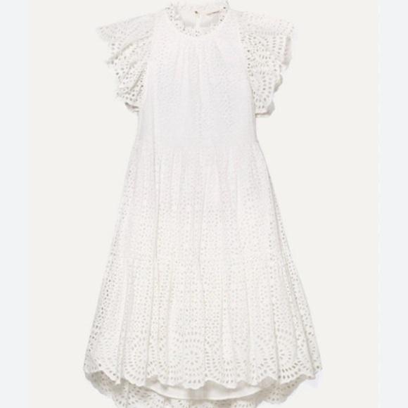 Ulla Johnson Norah Eyelet Mini Dress in White Short Sleeve Ruffle - Picture 2 of 11